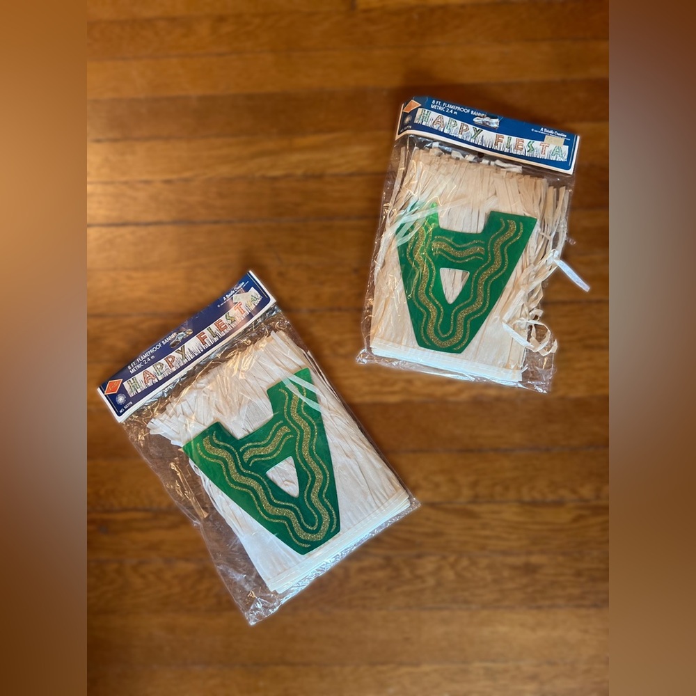 Vintage Happy Fiesta Green Letter Banner Garland